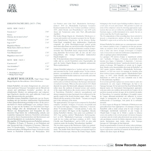 BOLLIGER, ALBERT pachelbel; orgelwerke 6.42788