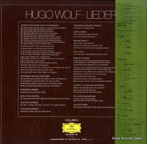 FISCHER-DIESKAU, DIETRICH hugo wolf; lieder volume 3 MG8258