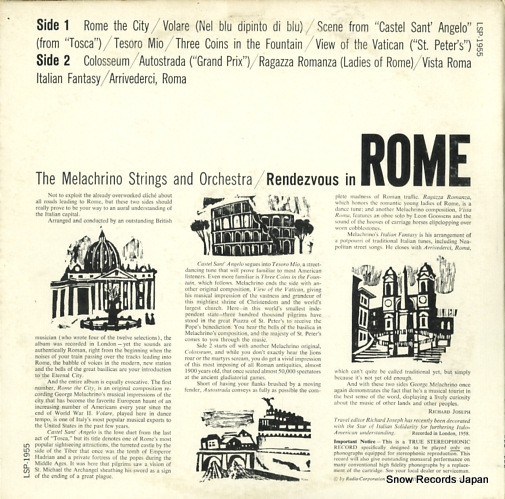 MELACHRINO STRINGS AND ORCHESTRA, THE rendezvous in rome LSP-1955