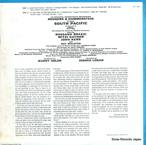 RODGERS AND HAMMERSTEIN south pacific AYL1-3681