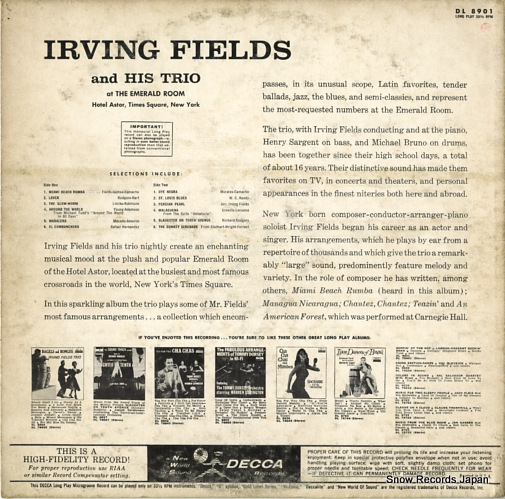 FIELDS, IRVING at the emerald room DL8901