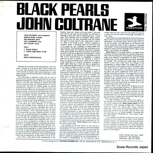 COLTRANE, JOHN black pearls PRT-7316