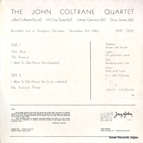 󡦥ȥ졼 unissued concert in germany 1963 part one JAZZGALORE1001