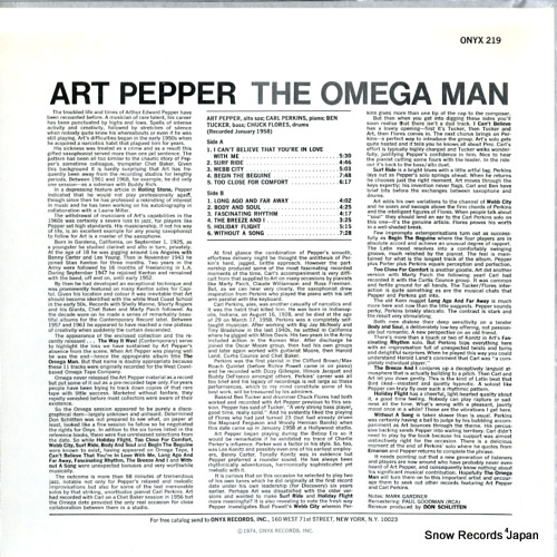 PEPPER, ART the omega man ORI219