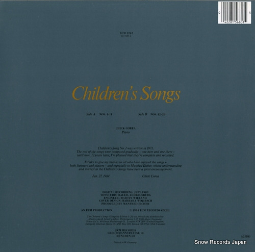 COREA, CHICK children's songs ECM1267
