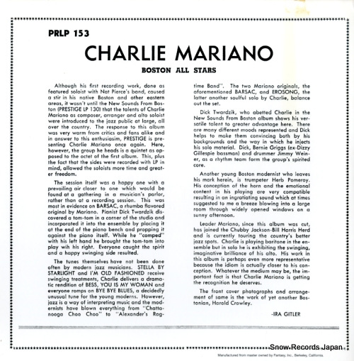 MARIANO, CHARLIE boston all stars PRLP153