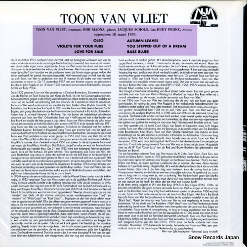 VLIET, TOON VAN toon van vliet '59 NLP1012
