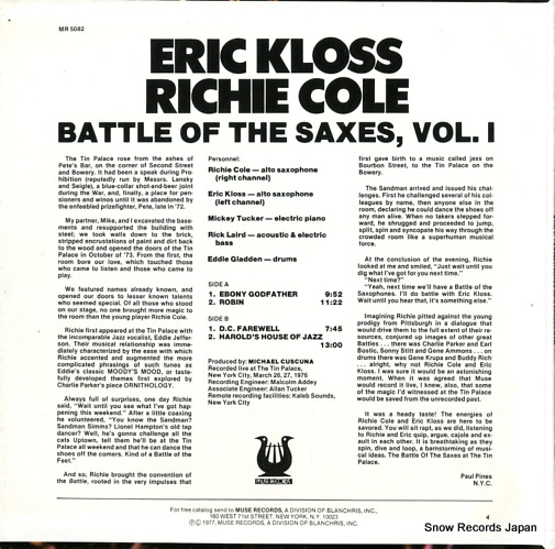 COLE, RICHIE / ERIC KLOSS battle of the saxes vol.1 MR5082