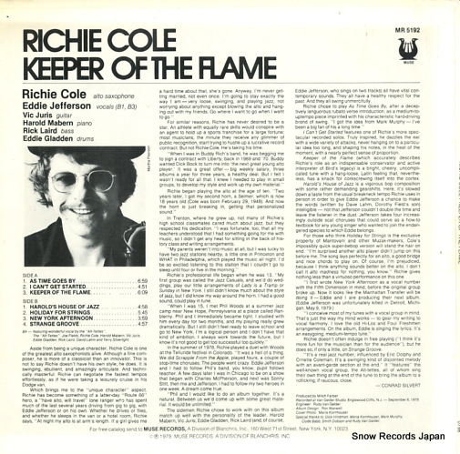 COLE, RICHIE keeper of the flame MR5192