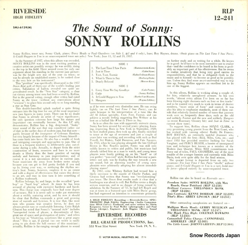 ROLLINS, SONNY the sound of sonny SMJ-6139(M)