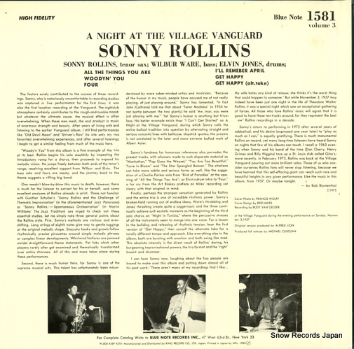 ROLLINS, SONNY a night at the 