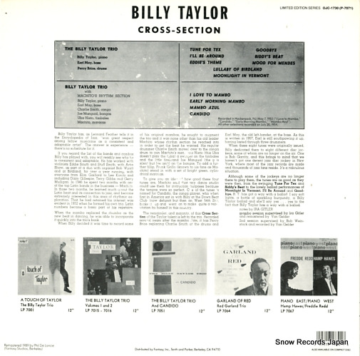 TAYLOR, BILLY cross section OJC-1730