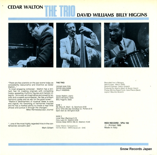 WALTON, CEDAR, AND DAVID WILLIAMS, BILLY HIGGINS the trio VPA192