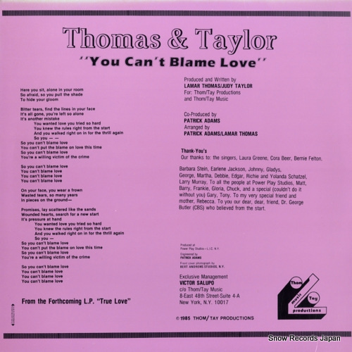 THOMAS AND TAYLOR you can't blame love T/T1027