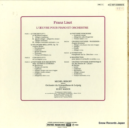 BEROFF, MICHEL liszt; l'oeuvre pour piano et orchestre 2C167-03866