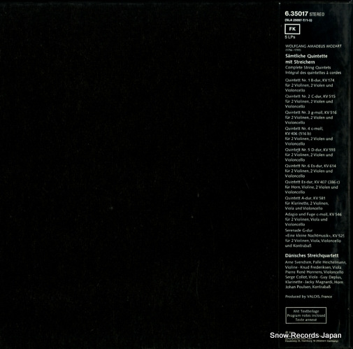 DANISCHES STREICHQUARTETT mozart; samtliche quintette mit streichern 6.35017