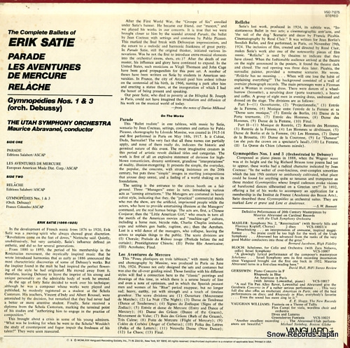 SATIE, ERIK the complete ballets of erik satie VSD71275