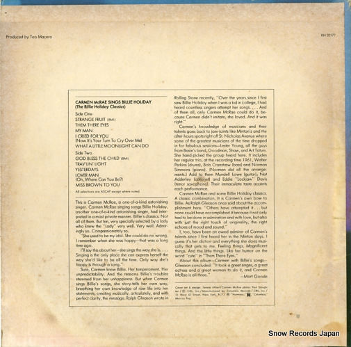 MCRAE, CARMEN sings billie holiday KH32177