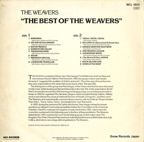 WEAVERS, THE the best of the weavers MCL1803
