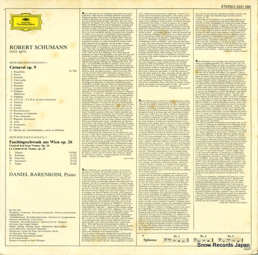 BARENBOIM, DANIEL schumann; carnaval op.9 2531090