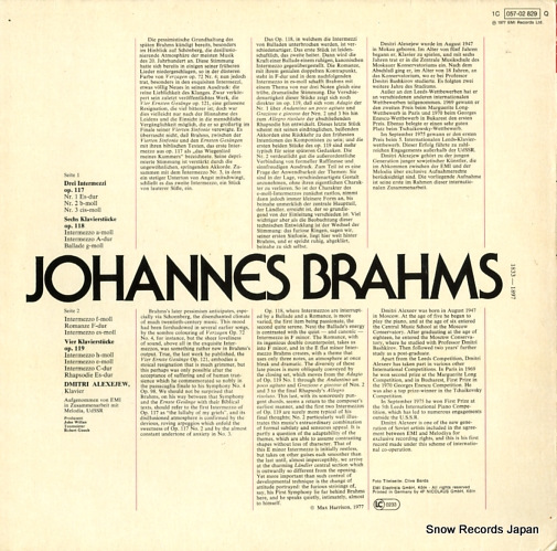 DMITRIJALEXEJEW brahms; klavierstucke op.117, 118 & 119 1C057-02829Q