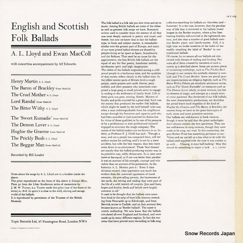 LLOYD, A.L., AND EWAN MACCOLL english and scottish folk ballads 12T103