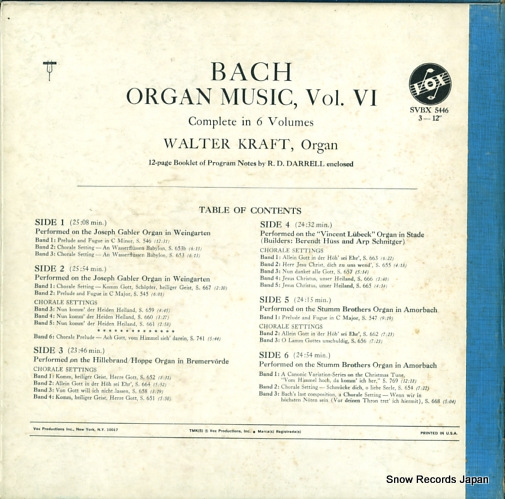 KRAFT, WALTER bach; organ music vol.6 SVBX5446