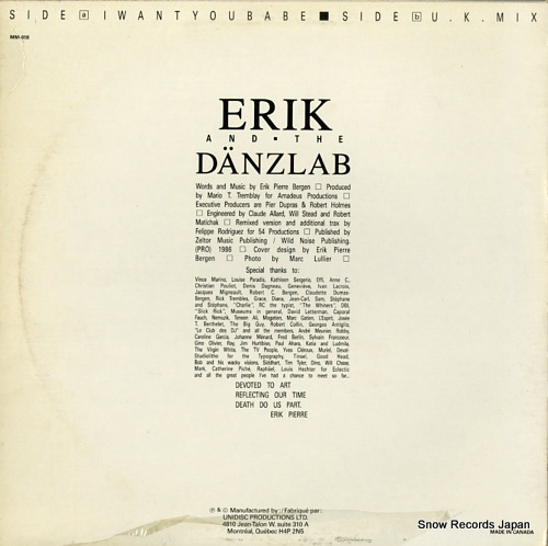 ERIK AND THE DANZLAB i want you babe MM-018