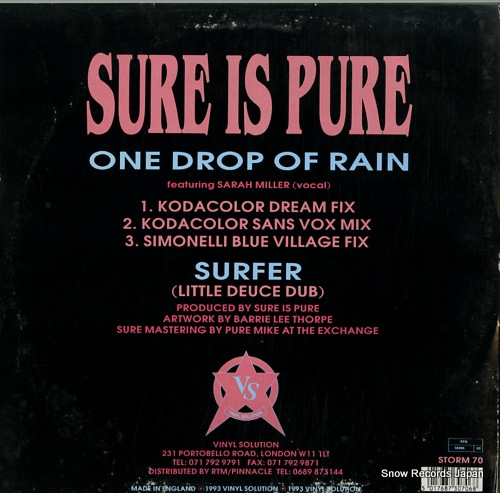 SURE IS PURE one drop of rain STORM70