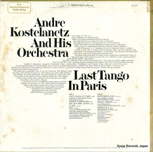 KOSTELANETZ, ANDRE last tango in paris C32187