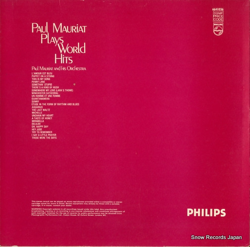 MAURIAT, PAUL plays world hits 6641036