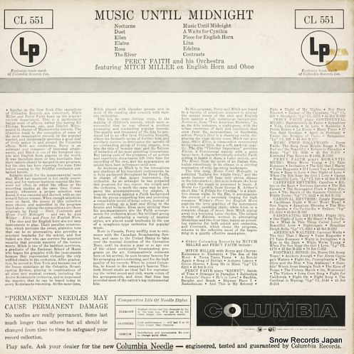 FAITH, PERCY, MITCH MILLER music until midnight CL551