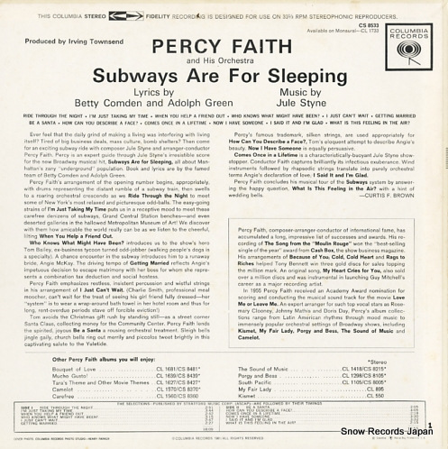 FAITH, PERCY subways are for sleeping CS8533