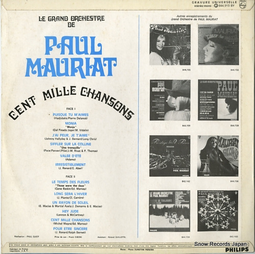 MAURIAT, PAUL cent mille chansons 844.913BY