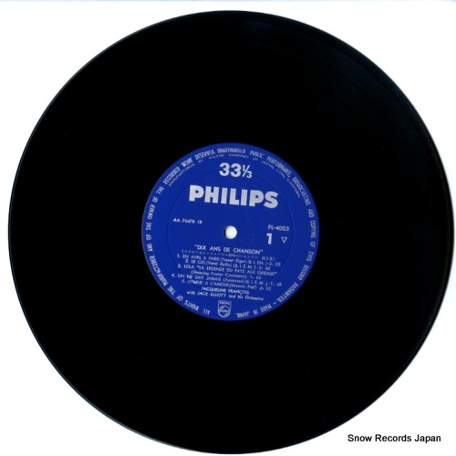 FRANCOIS, JACQUELINE dix ans de chanson FL-4005