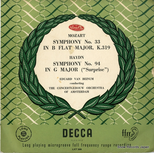 BEINUM, EDUARD VAN mozart; symphony no.33 in b flat major k.319 LXT.2686