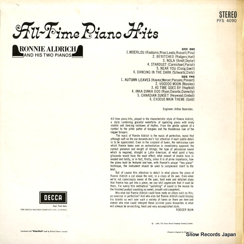 ALDRICH, RONNIE all-time piano hits PFS4090