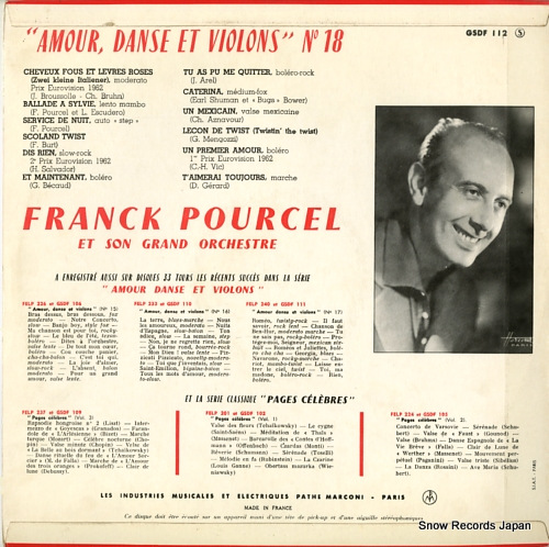 POURCEL, FRANCK amour, danse et violons no.18 