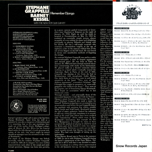 GRAPPELLI, STEPHANE, AND BARNEY KESSEL i remember django PA-6115