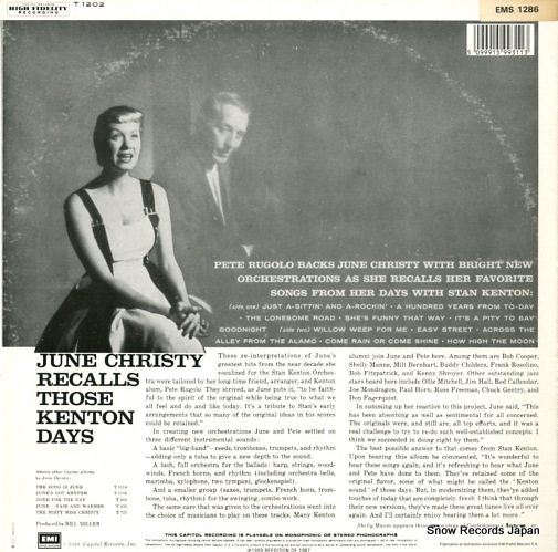 CHRISTY, JUNE june christy recalls those kenton days 1599311/EMS1286
