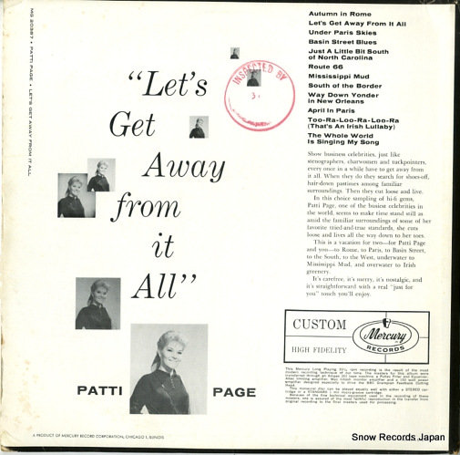 PAGE, PATTI let's get away from it all MG20387