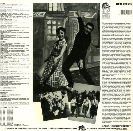 VALENTE, CATERINA edition 8/melodia d'amore BFX15298