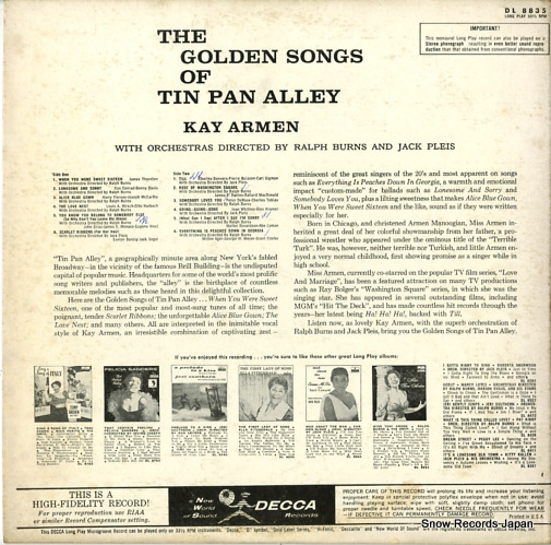  golden songs of tin pan alley DL8835