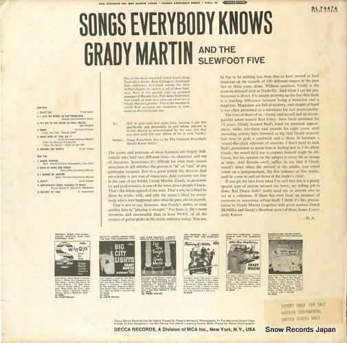 MARTIN, GRADY songs everybody knows DL74476