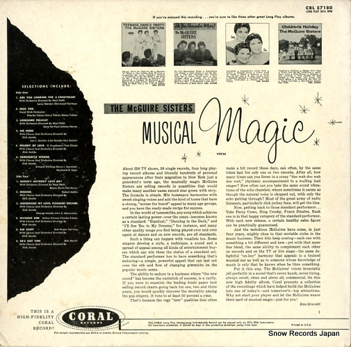 MCGUIRE SISTERS, THE musical magic CRL57180