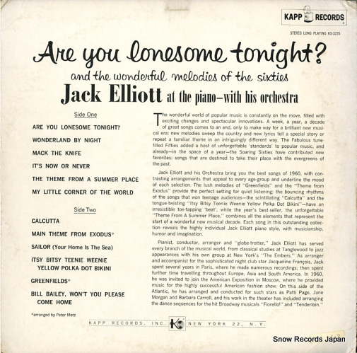 ELLIOTT, JACK are you lonesome tonight? KS-3235