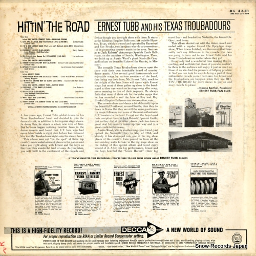 TUBB, ERNEST hittin' the road DL4681