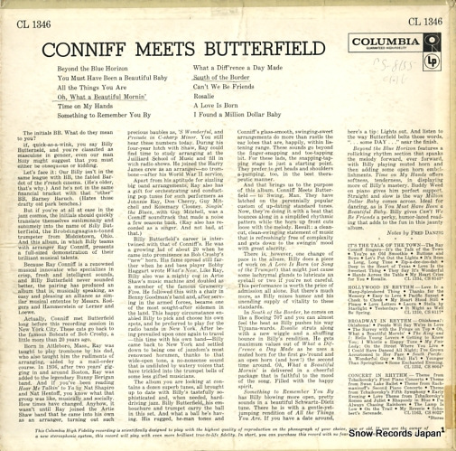 CONNIFF, RAY, AND BILLY BUTTERFIELD conniff meets butterfield CL1346