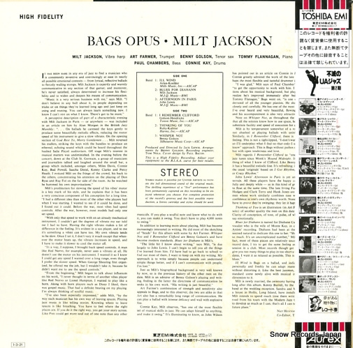 JACKSON, MILT bags' opus LBJ-60068