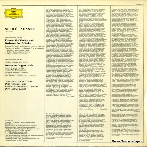 ACCARDO, SALBATORE paganini; concerto per violino n.3 2530629